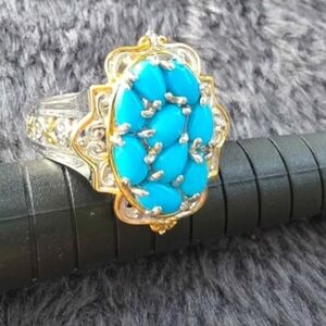 Gems en Vogue Pear & 0val Shaped Sleeping Beauty Turquoise 9-Stone size 10